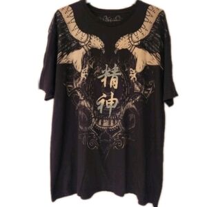 KEY CLOSET Mens Falcon Graphic Print Tee In Black/Tan Size XXL